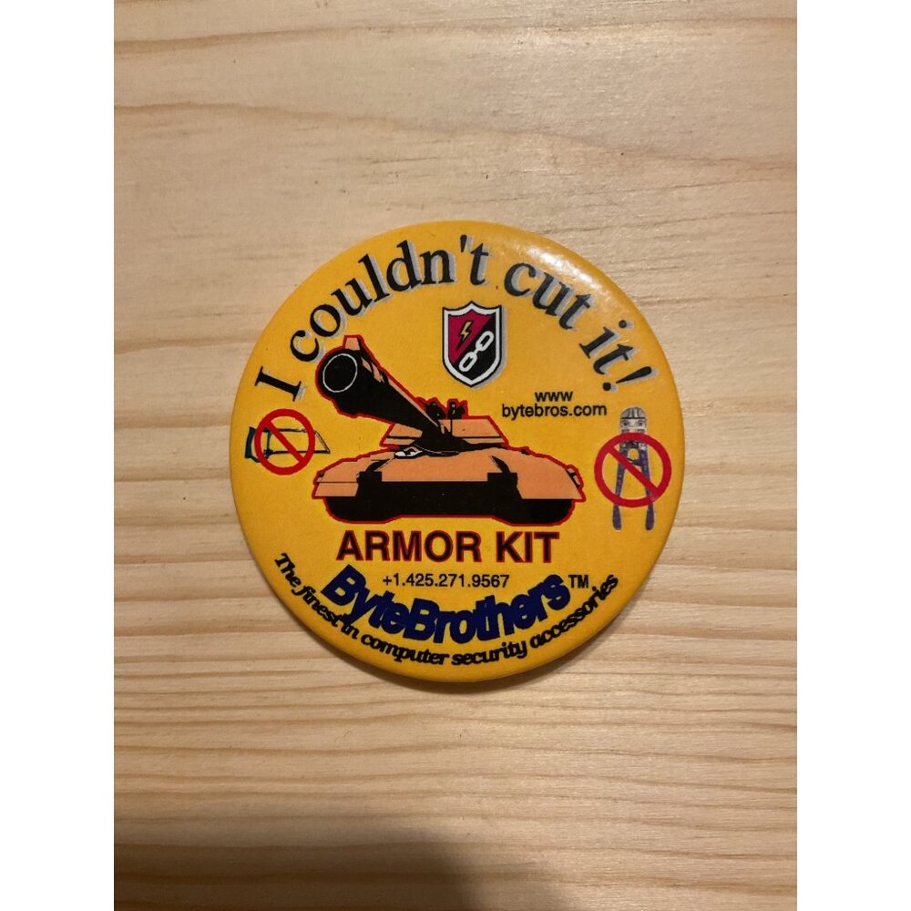 ByteBrothers Armor Kit Button Pin - Computer Security Accessory Yellow & Black
